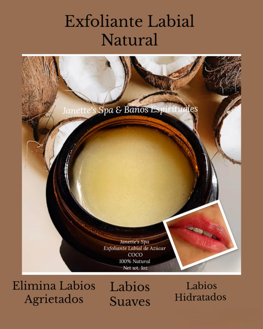 Exfoliante Orgánico de Coco, Labios Hidratados, Suaves y Brillante