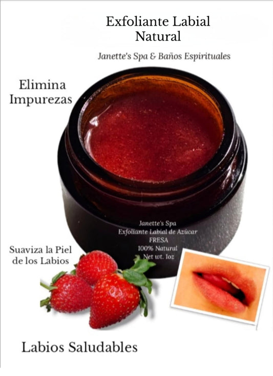 Exfoliante Labial de Fresas, Elimina Impurezas, Suaviza, Alisa y  Labios Saludables