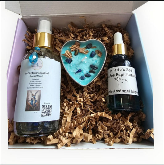 Gift Set with Archangel Michael Candle, Spiritual Air Freshener and Spiritual Oil