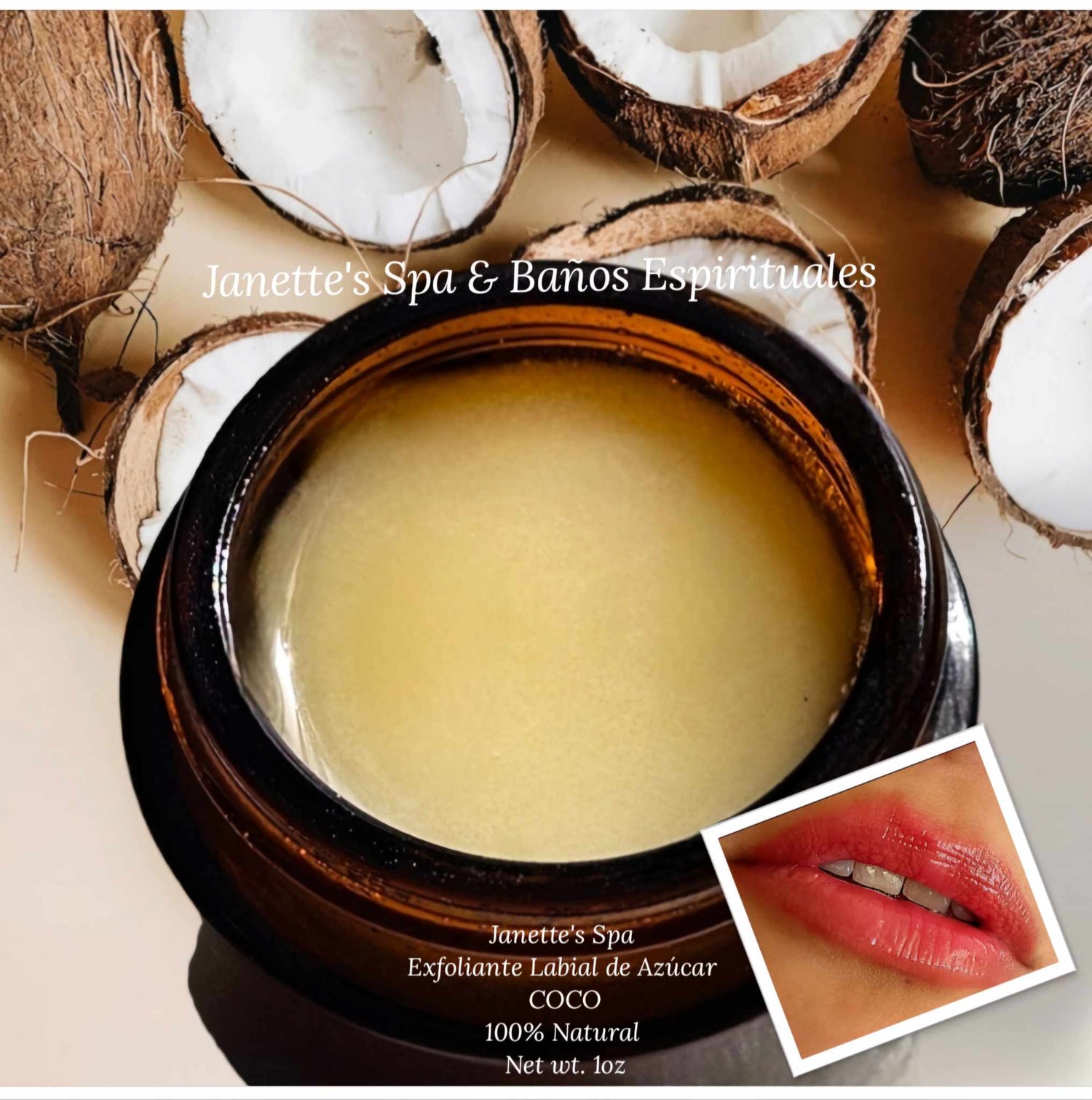 Exfoliante Orgánico de Azúcar para Labios - Coco